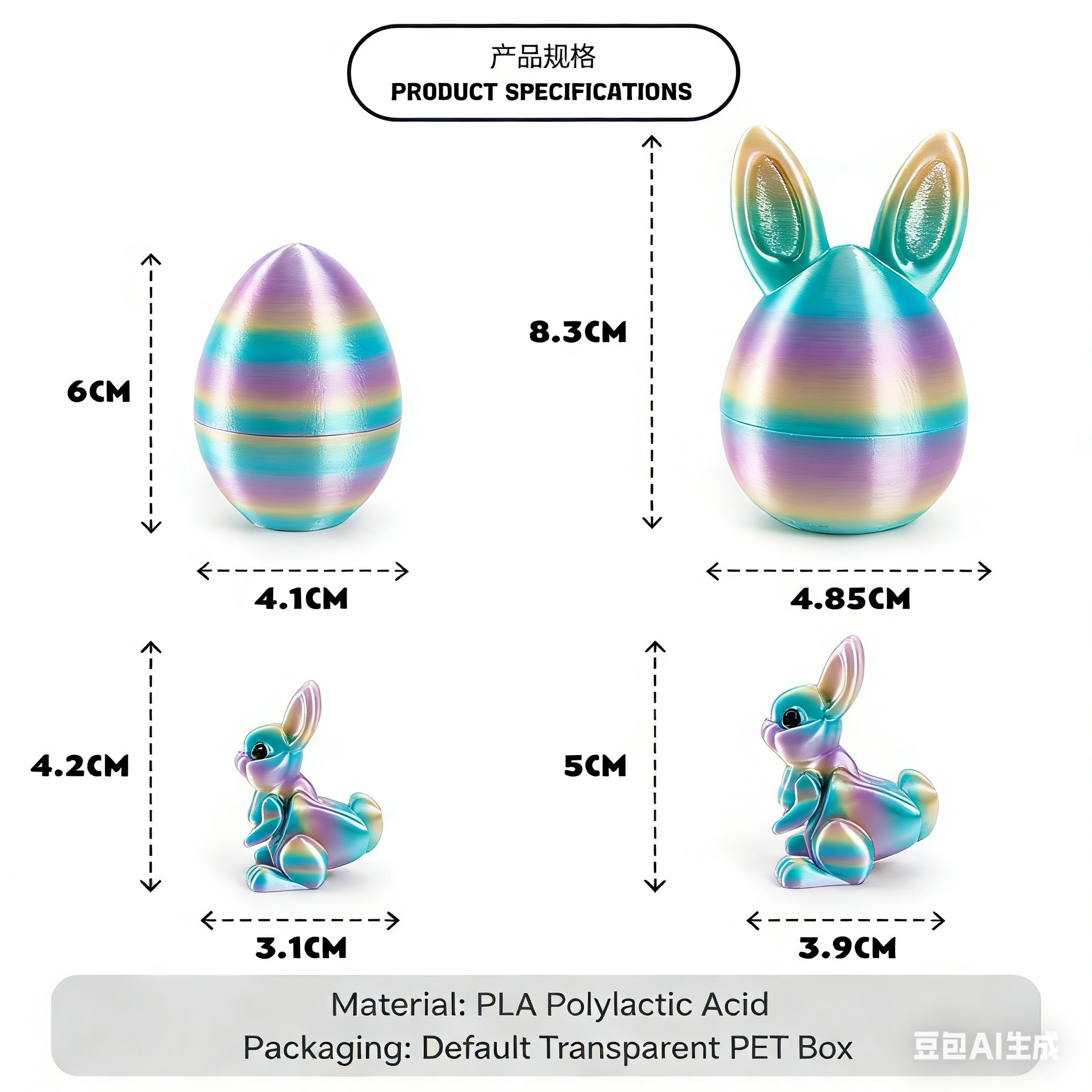 3D printed rabbit egg set - Easter cross-border best-selling craft display item, children's gift