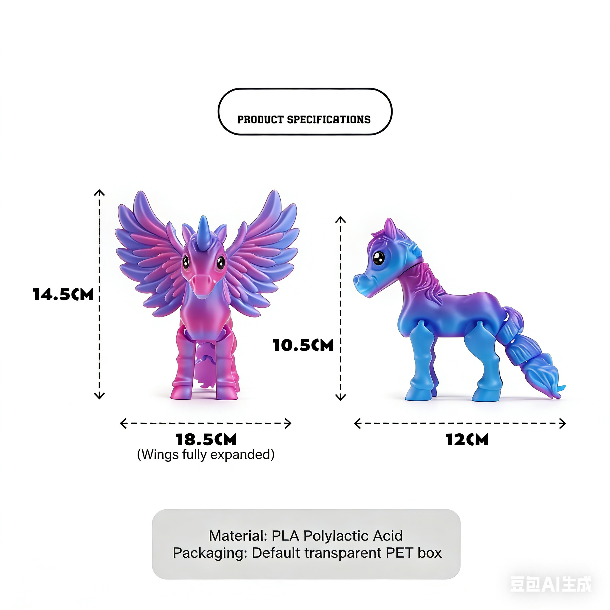 3D printed angel unicorn cross-border best-selling decorative item gift transforming trendy toy cute animal collectible