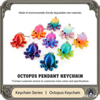 3D printed octopus keychain, ocean cartoon series, animal family, movable joints