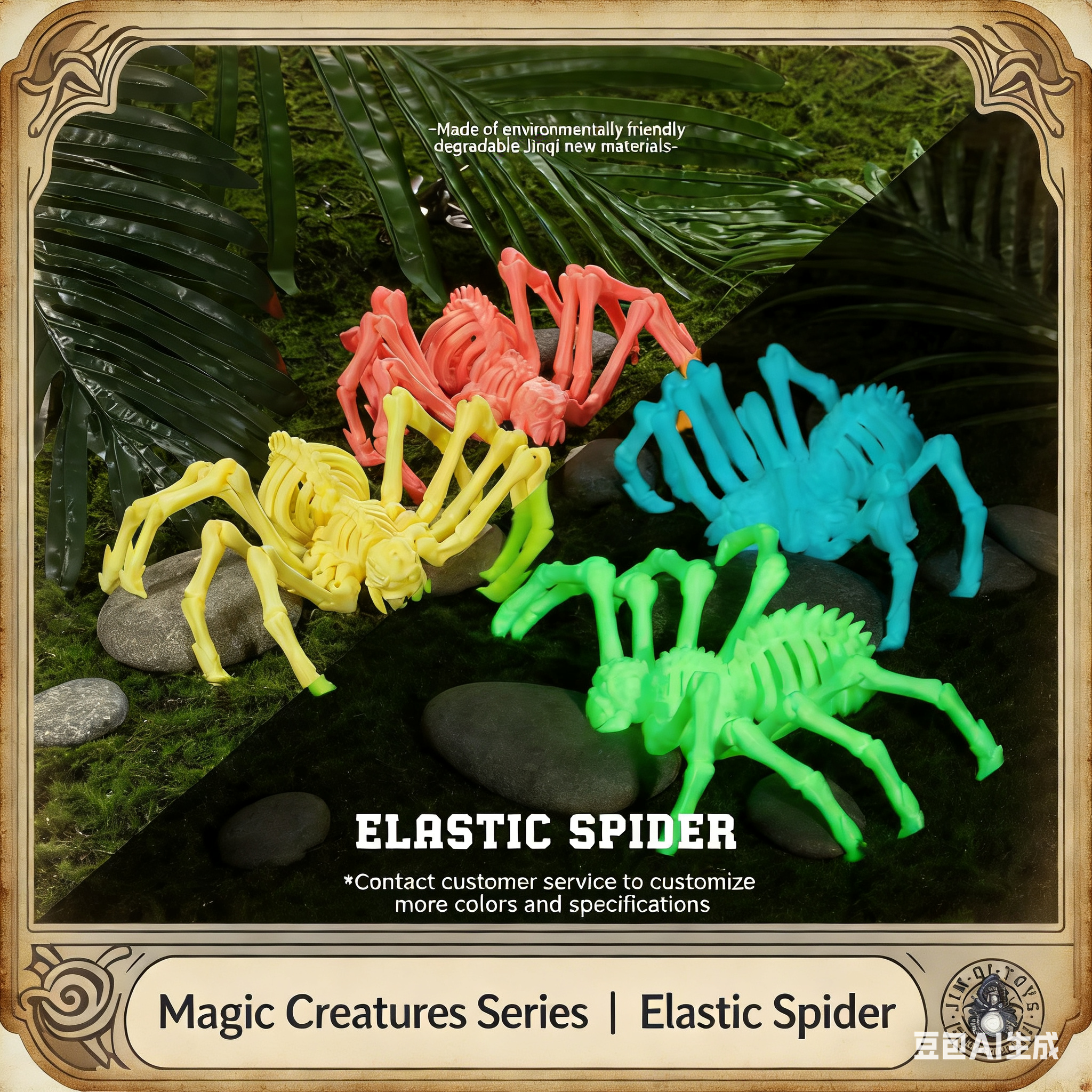 3D printed Amazon movable elastic spider simulation toy with retractable joints and movable one-piece model