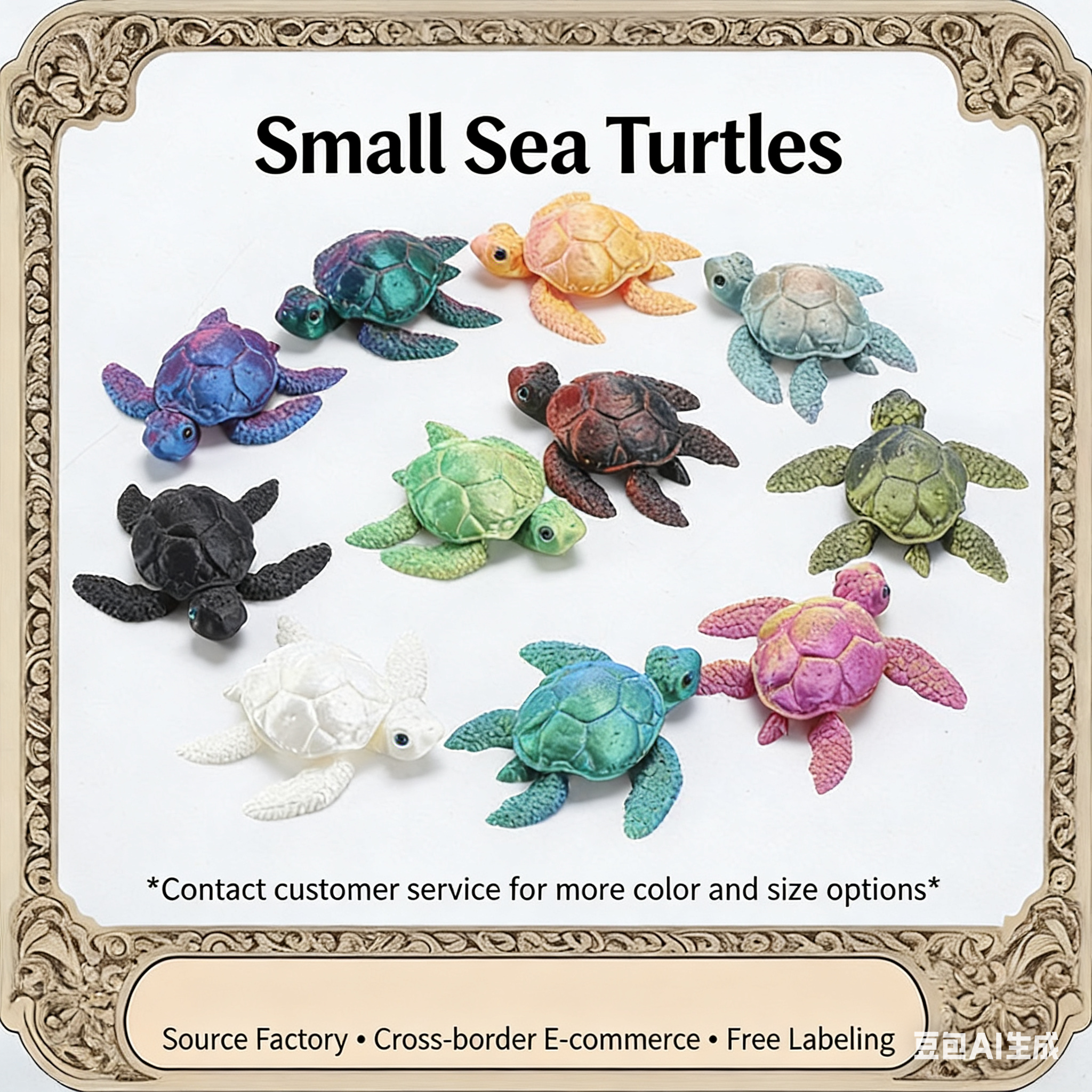 3D printed toy turtle figurine, children's toy gift, creative gradient animal simulation model