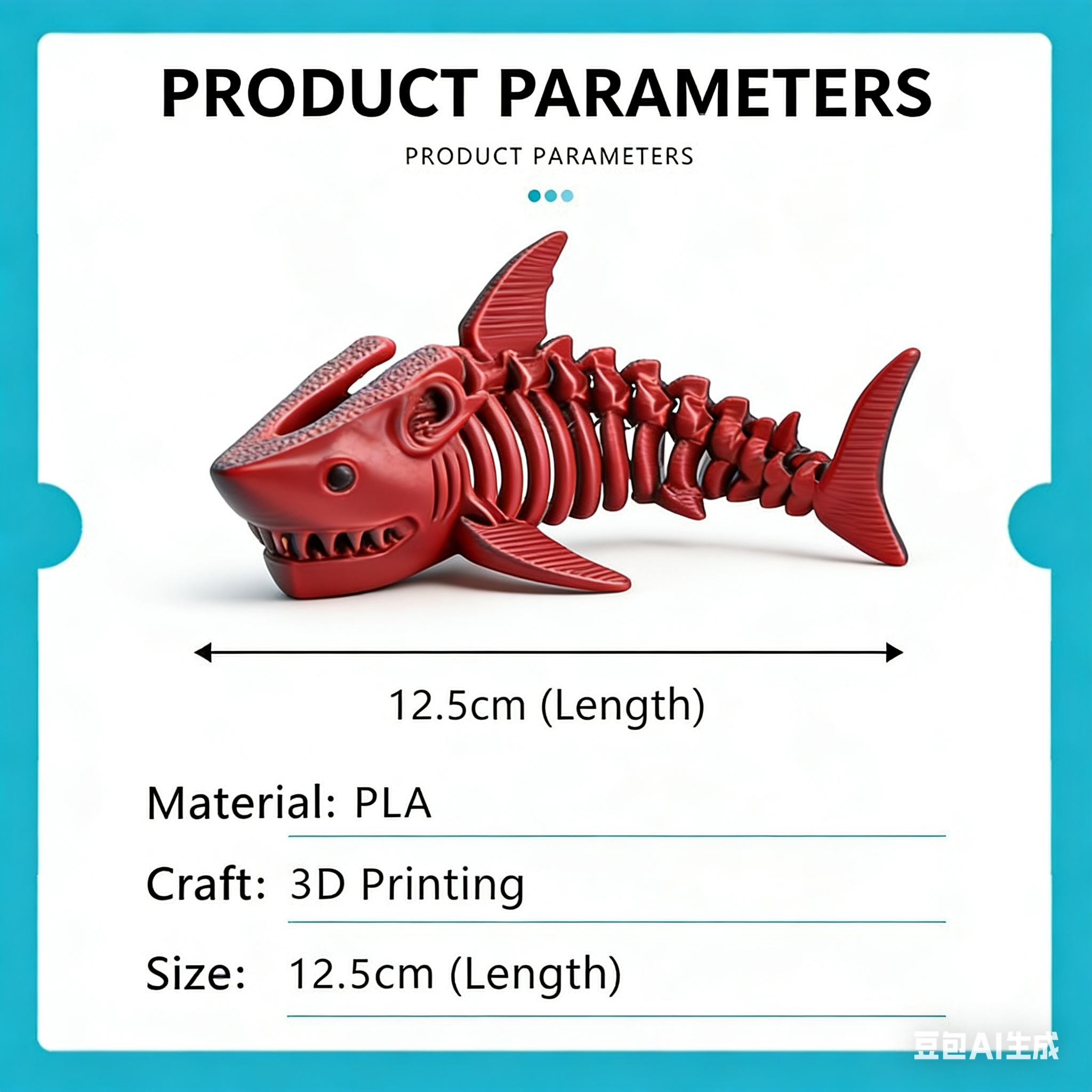 3D printed popular shark bone figurines as creative toys, gifts, booth handicrafts, action figures, and gifts.