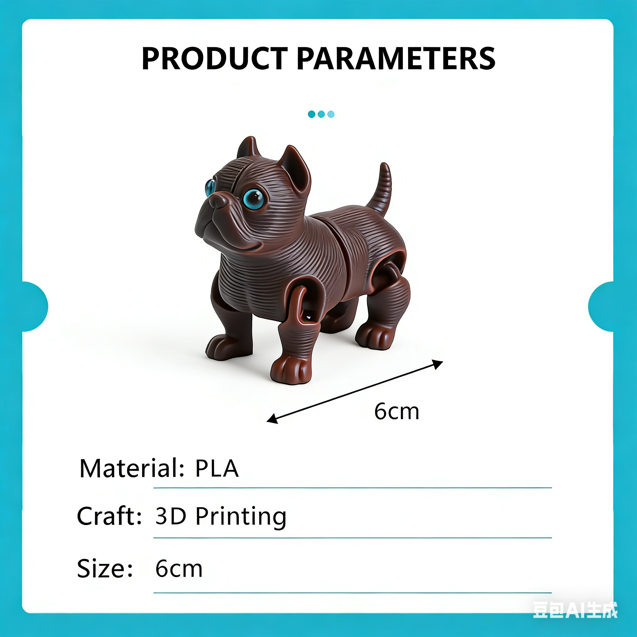 3D printed toy colorful realistic animal bulldog fun and creative handicrafts display pieces gift wholesale