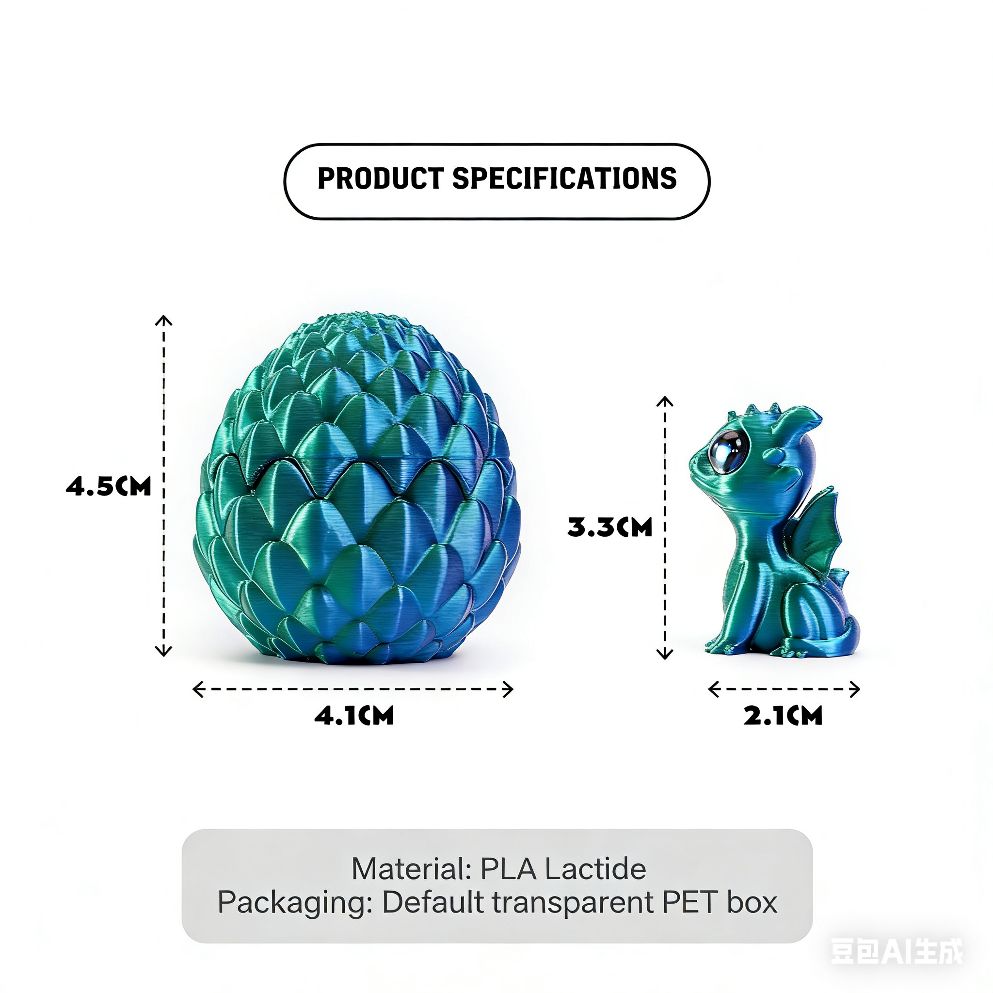 3D printed openable dragon egg set, cute pet dragon figurine, DIY gift, colorful decorative creative trendy toy
