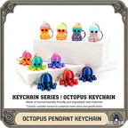 3D printed octopus keychain, ocean cartoon series, animal family, movable joints