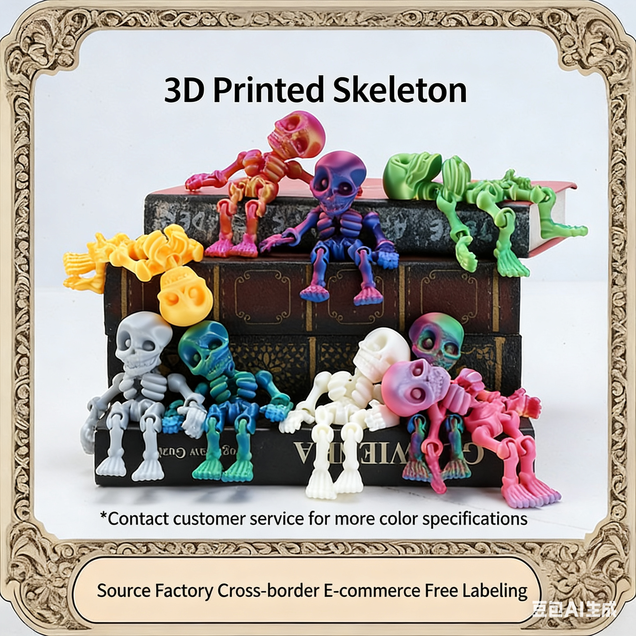 3D printed toy jointed human body skeleton decorative small figurine for Halloween skeleton doll manufacturer wholesale