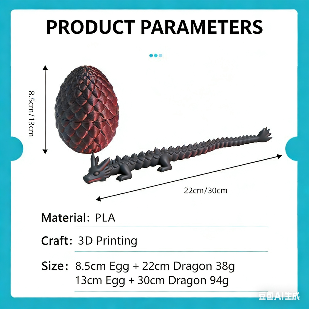 3D printed toy joint dragon model toy set - fully movable tabletop decoration item