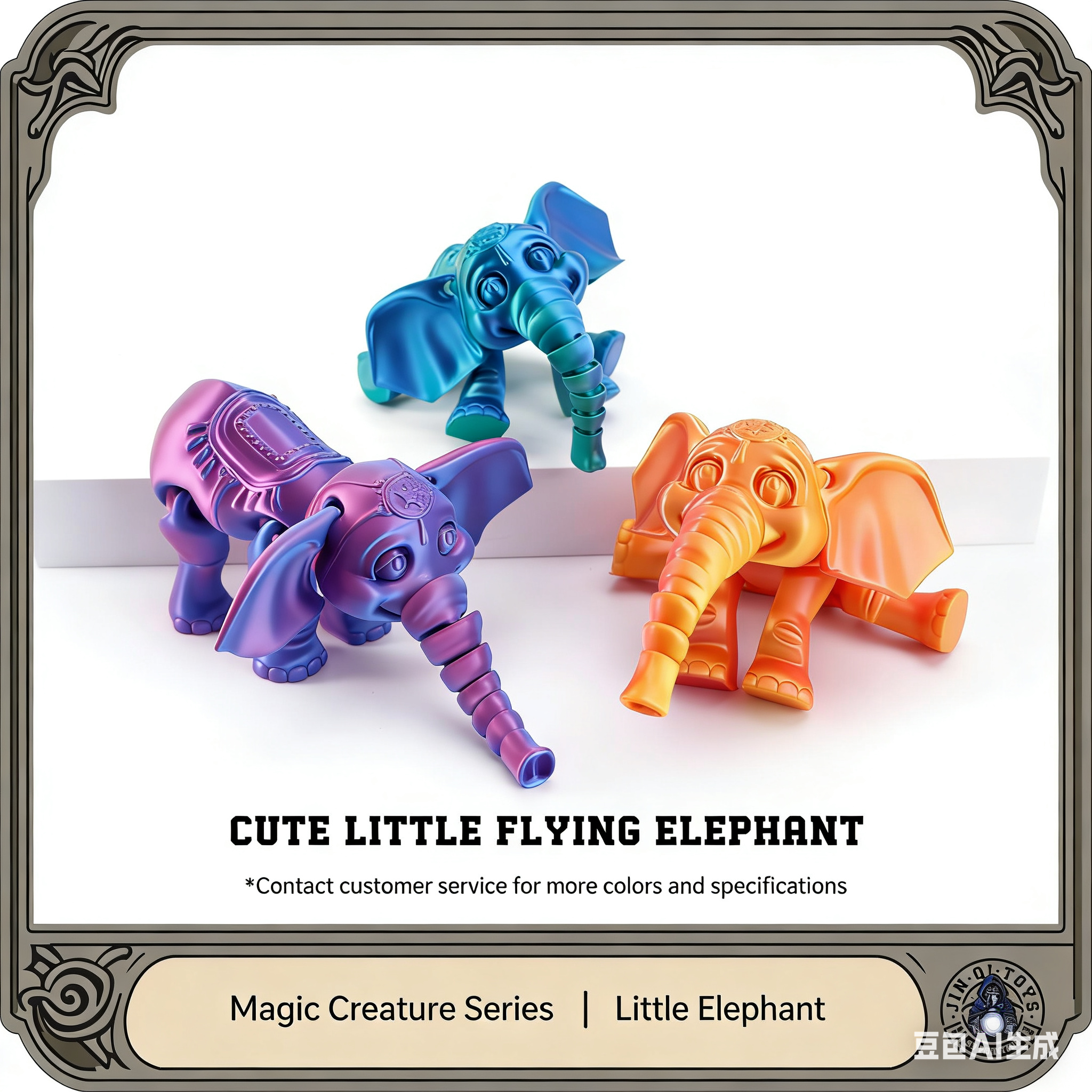 3D printed cross-border best-selling little elephant activity joint desktop figurine forest animal cute big ears
