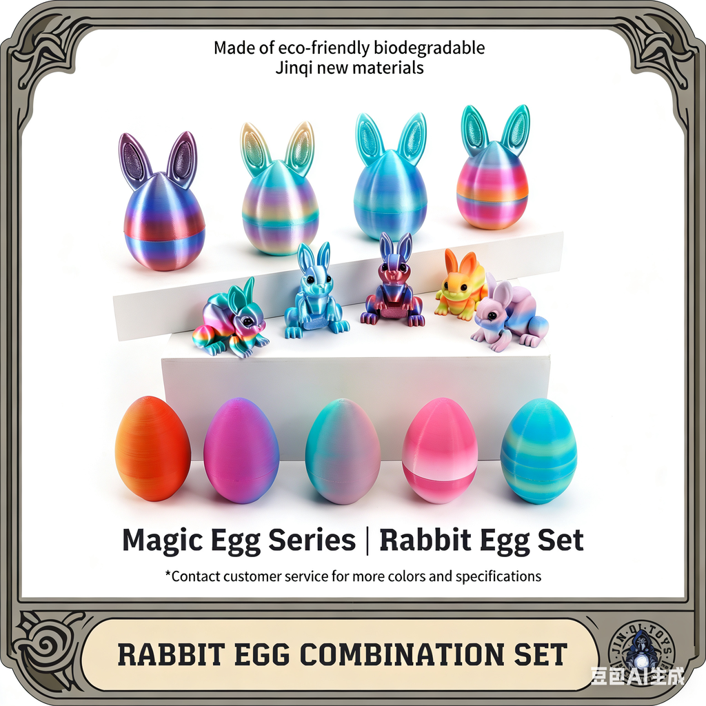 3D printed rabbit egg set - Easter cross-border best-selling craft display item, children's gift