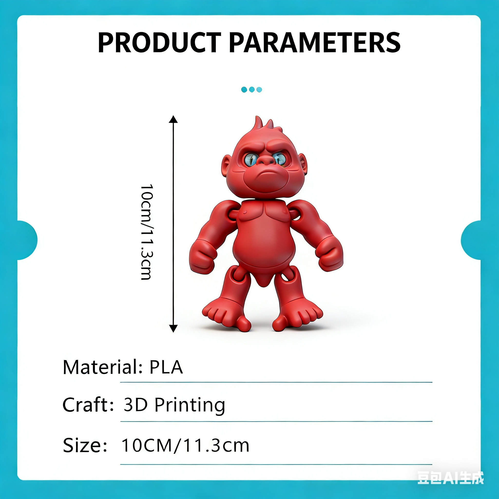 3D printed creative animal model figurines of an angry gorilla with movable joints