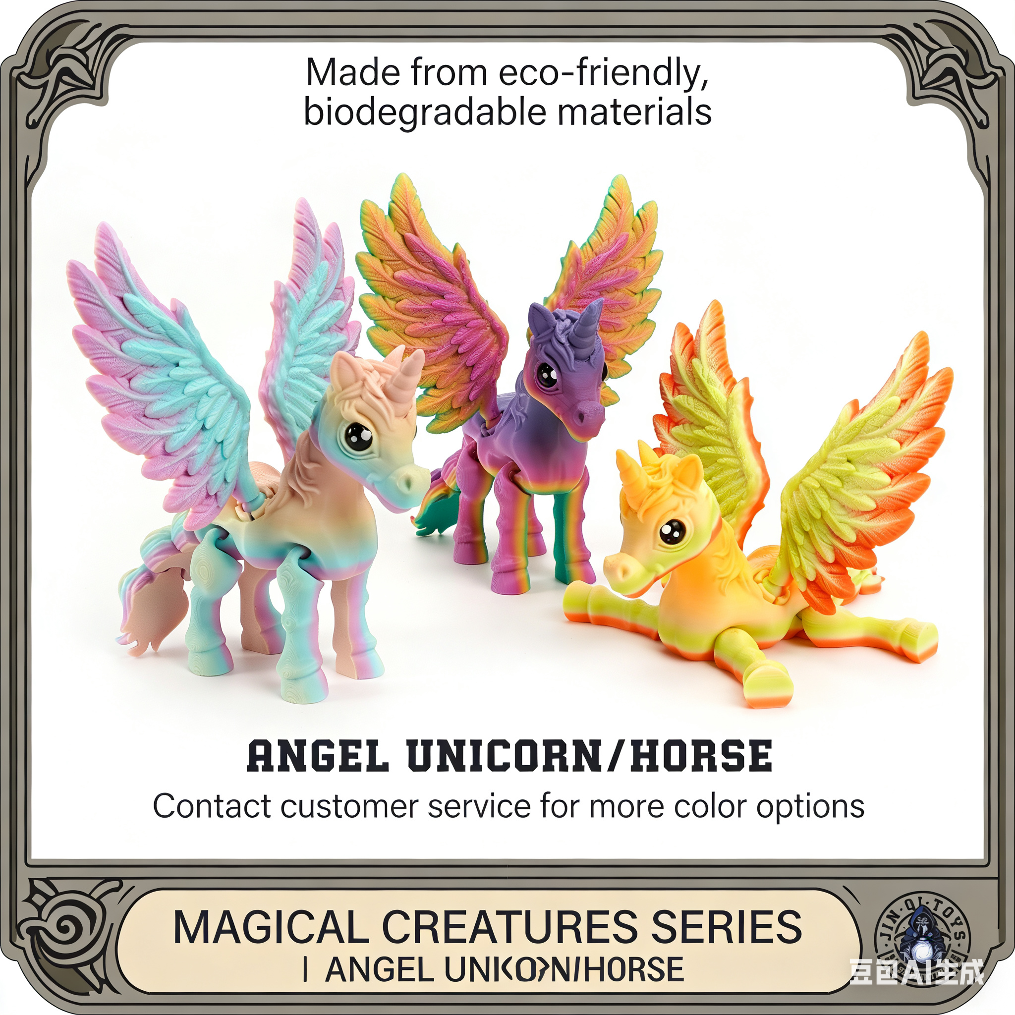 3D printed angel unicorn cross-border best-selling decorative item gift transforming trendy toy cute animal collectible