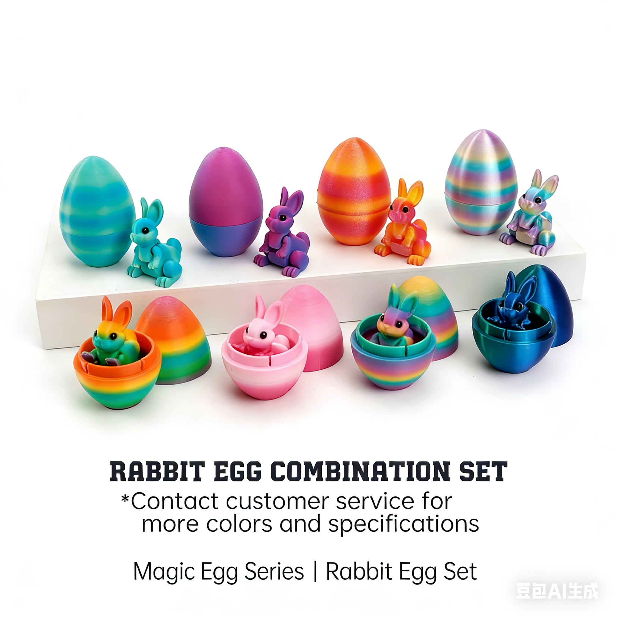 3D printed rabbit egg set - Easter cross-border best-selling craft display item, children's gift