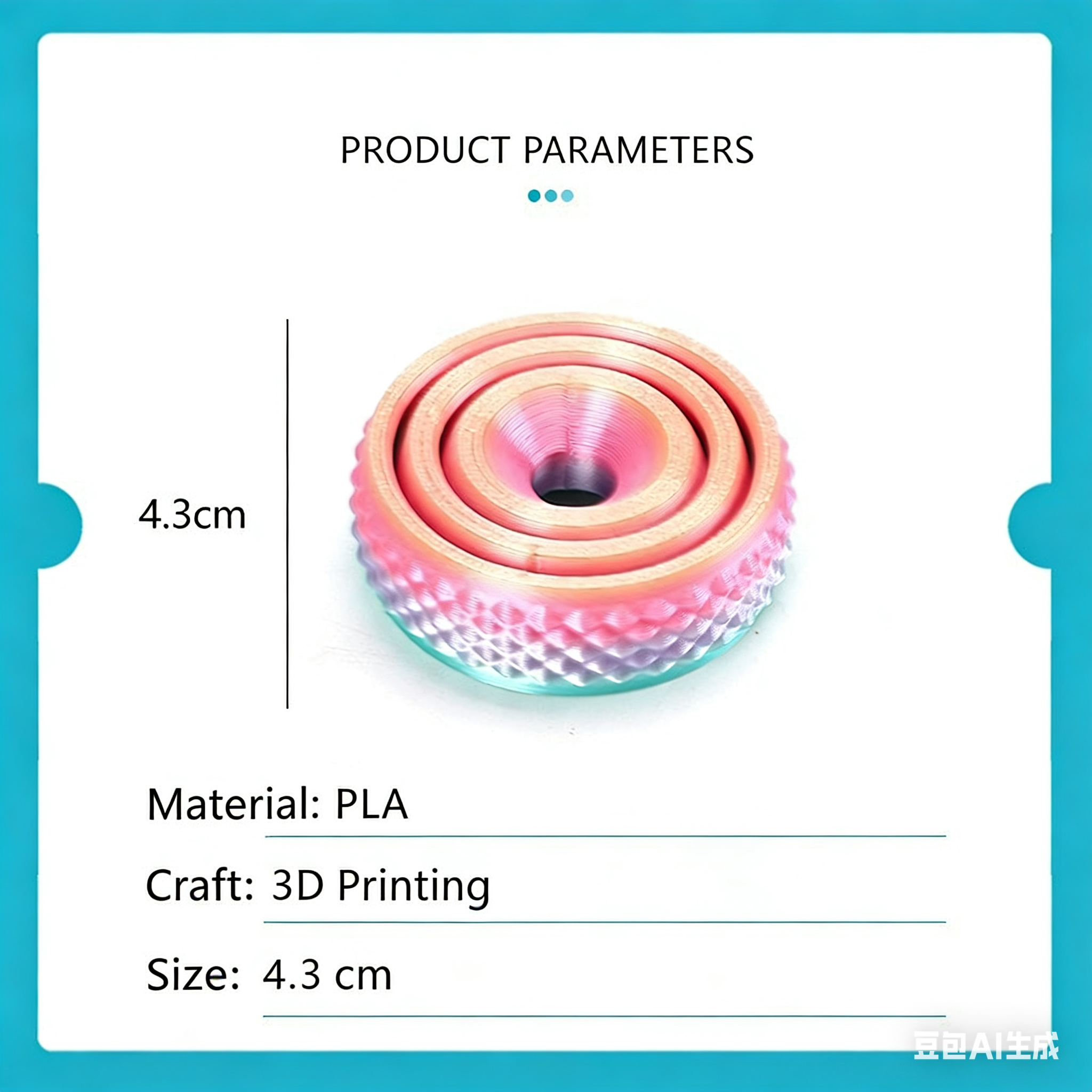 3D printed toy fidget spinner, stress-relieving rotating top, cool toy with smooth rotation