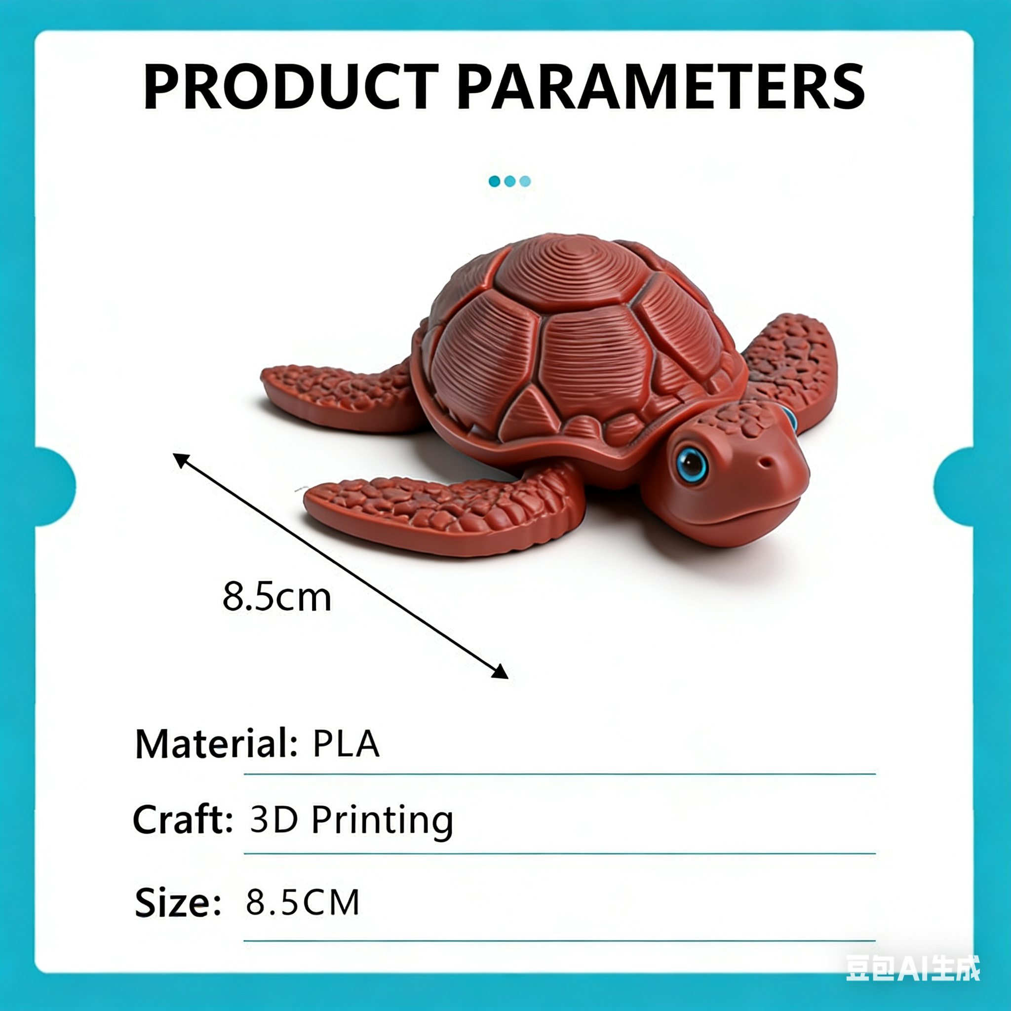 3D printed toy turtle figurine, children's toy gift, creative gradient animal simulation model