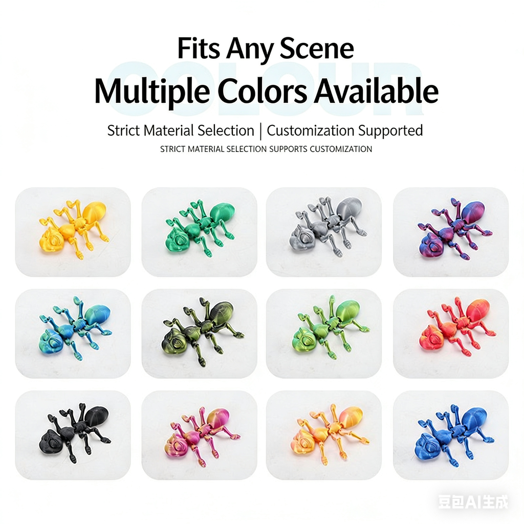 3D printed flexible joint ant toy display item for street vendors, children's toys, small gifts