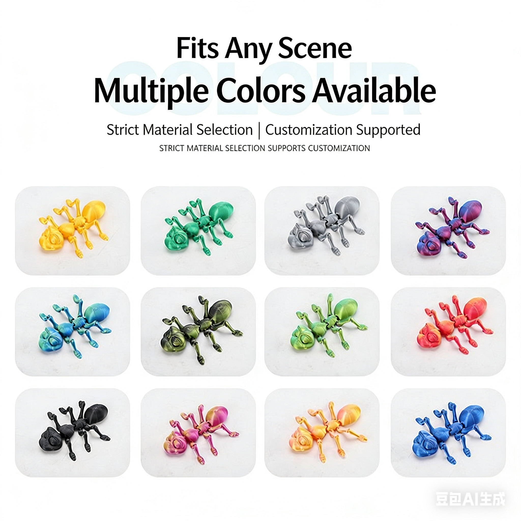 3D printed flexible joint ant toy display item for street vendors, children's toys, small gifts