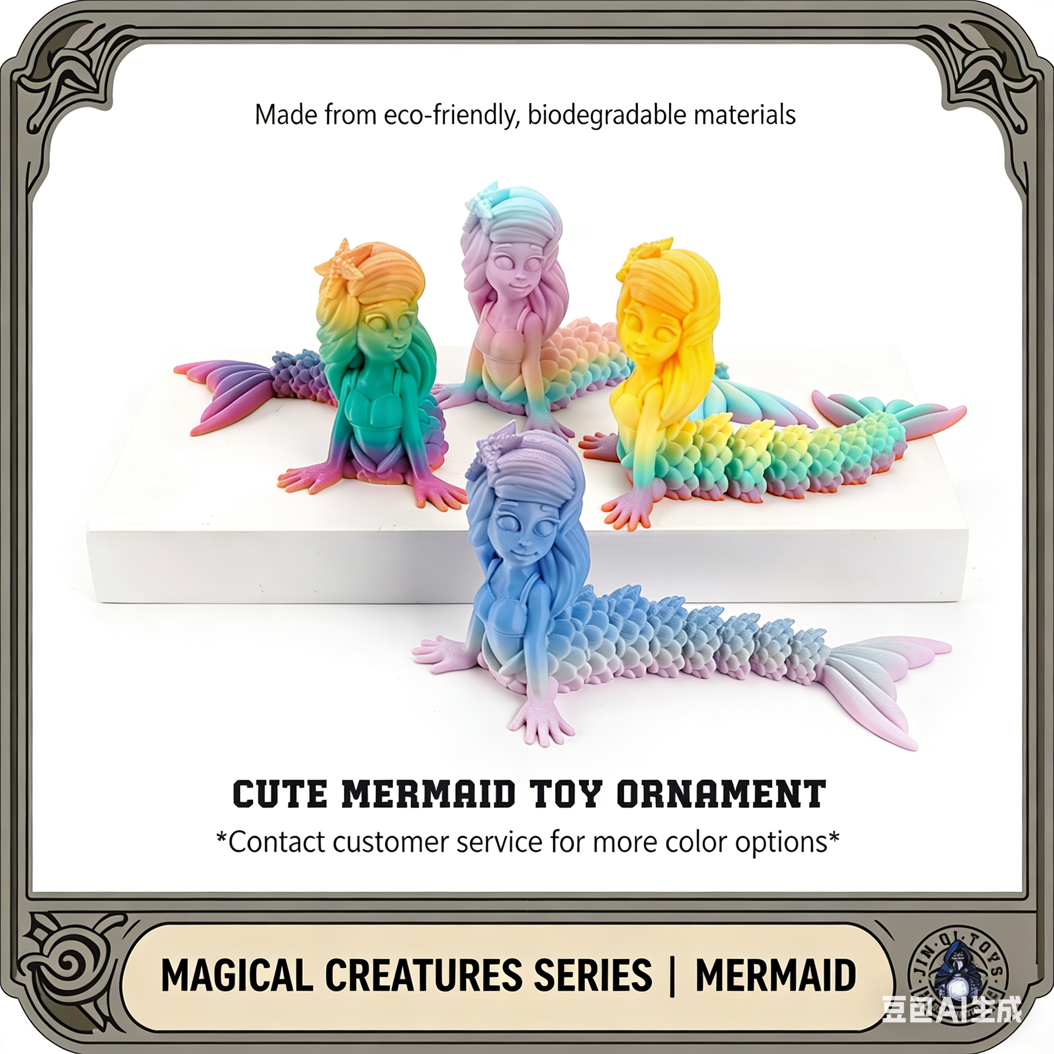 3D-printed cross-border best-selling popular mermaid ocean movable integrated joint tabletop toy figurine for festivals