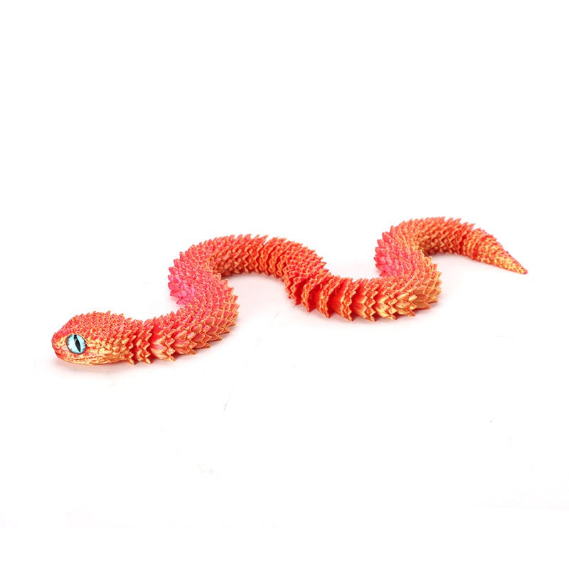 3D printed viper figurine, realistic animal model, printed snake