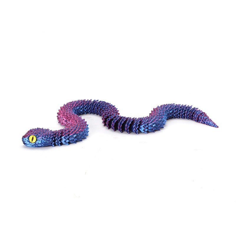 3D printed viper figurine, realistic animal model, printed snake