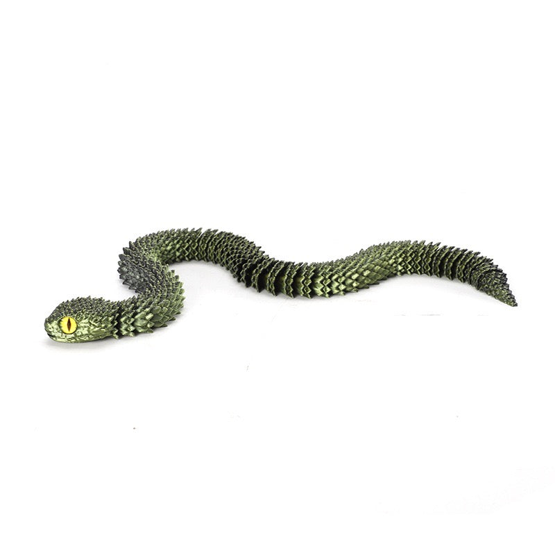 3D printed viper figurine, realistic animal model, printed snake