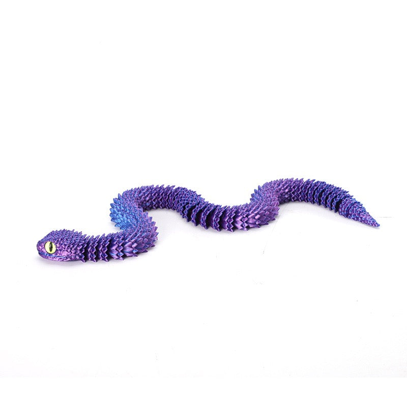 3D printed viper figurine, realistic animal model, printed snake