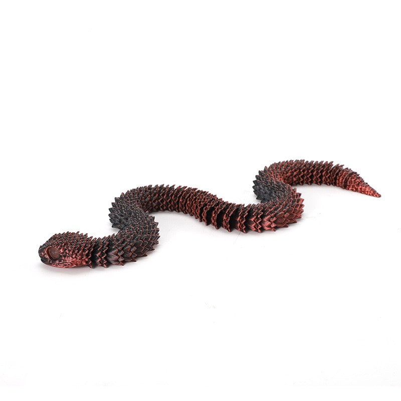 3D printed viper figurine, realistic animal model, printed snake