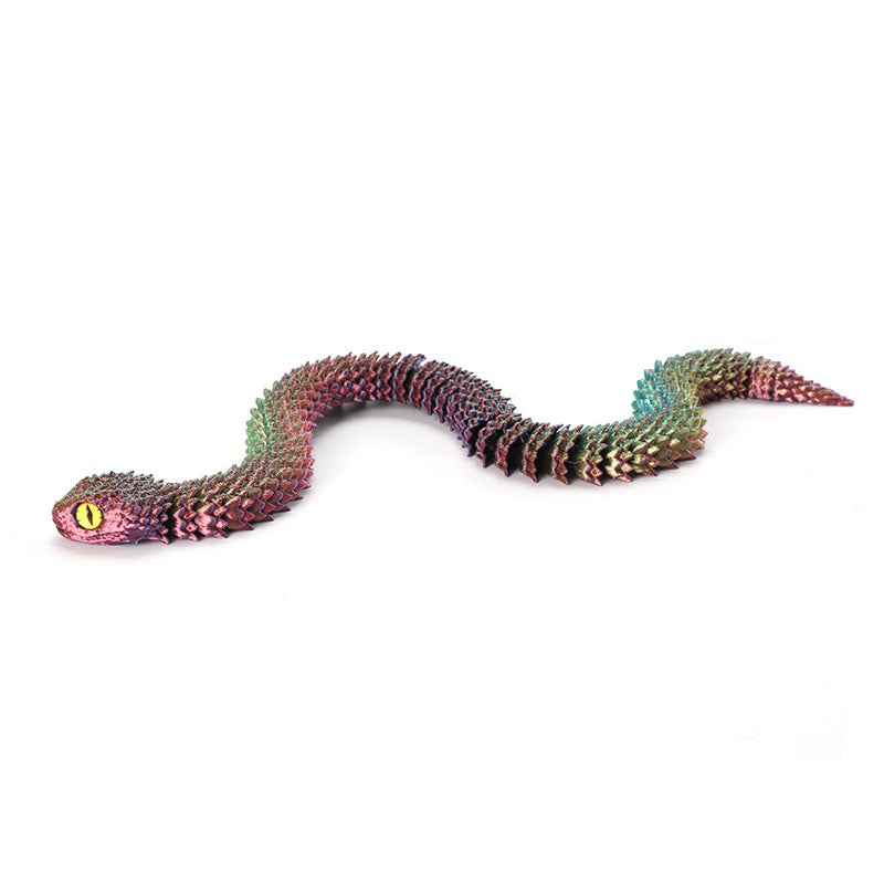3D printed viper figurine, realistic animal model, printed snake