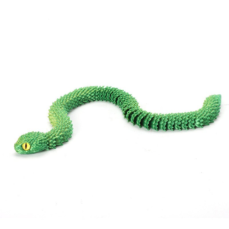 3D printed viper figurine, realistic animal model, printed snake
