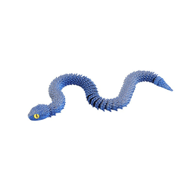 3D printed viper figurine, realistic animal model, printed snake