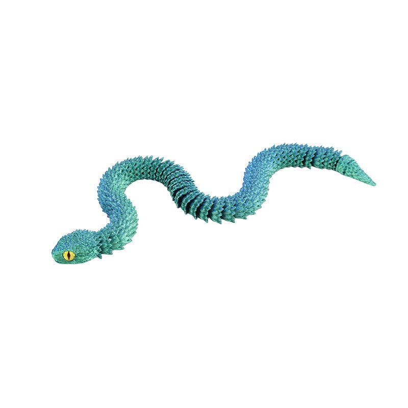 3D printed viper figurine, realistic animal model, printed snake