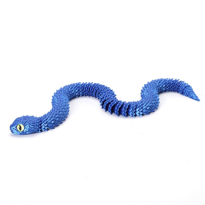 3D printed viper figurine, realistic animal model, printed snake