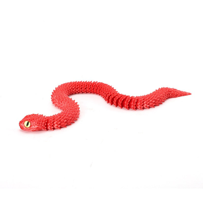 3D printed viper figurine, realistic animal model, printed snake