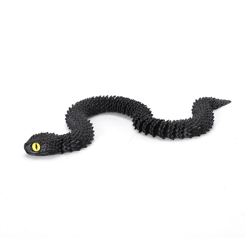 3D printed viper figurine, realistic animal model, printed snake
