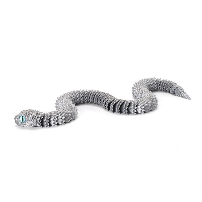 3D printed viper figurine, realistic animal model, printed snake