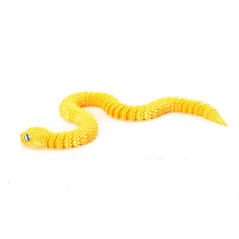 3D printed viper figurine, realistic animal model, printed snake