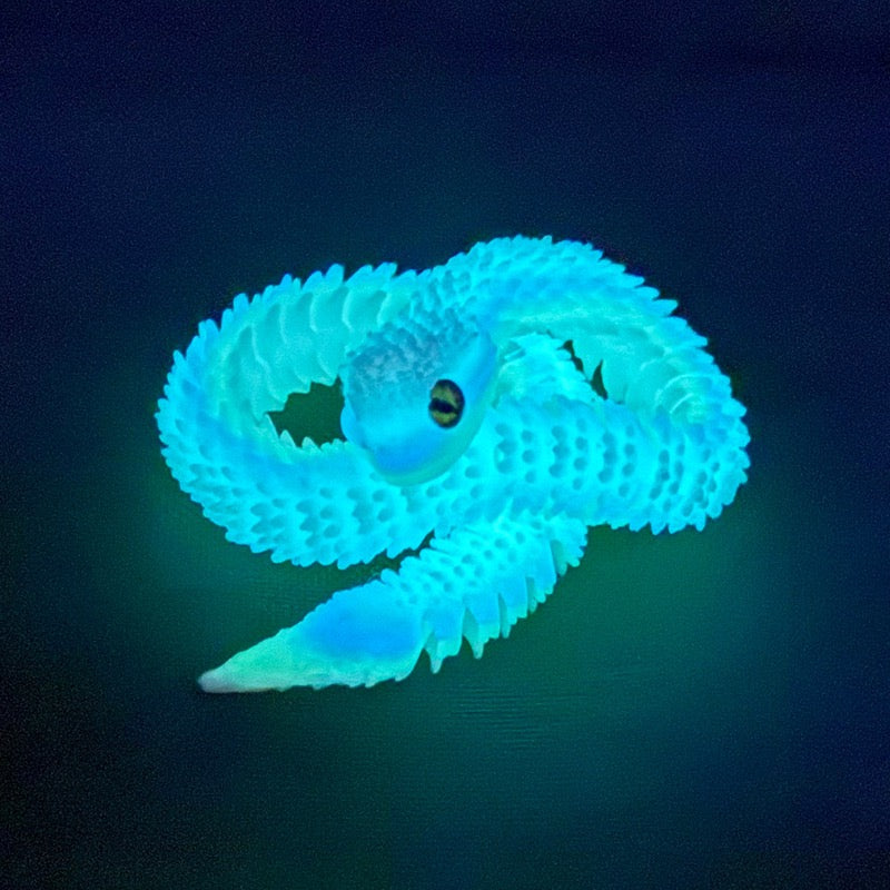 3D printed viper figurine, realistic animal model, printed snake