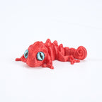 3D printed chameleon lizard with movable joints - a popular realistic pet model gift for kids, a funny toy, for sale at a stall.