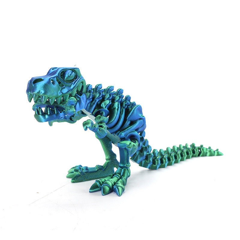 3D printed Tyrannosaurus Rex skeleton figurine with movable joints, creative children's toy, handicraft
