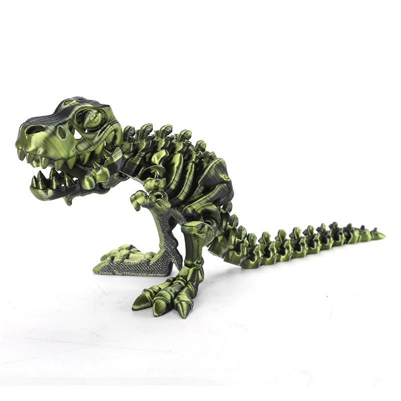 3D printed Tyrannosaurus Rex skeleton figurine with movable joints, creative children's toy, handicraft