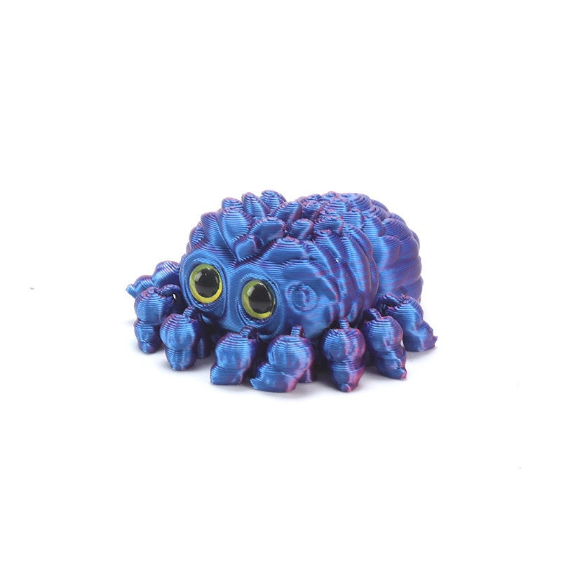 3D printed toy cute baby spider with big eyes, cute decorative item, realistic animal model