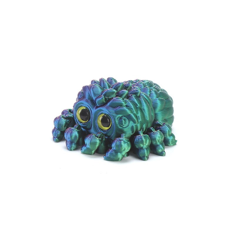 3D printed toy cute baby spider with big eyes, cute decorative item, realistic animal model
