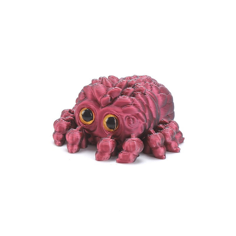 3D printed toy cute baby spider with big eyes, cute decorative item, realistic animal model