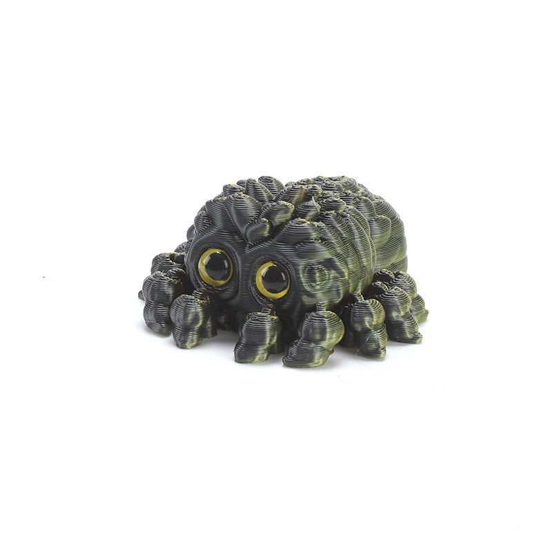3D printed toy cute baby spider with big eyes, cute decorative item, realistic animal model