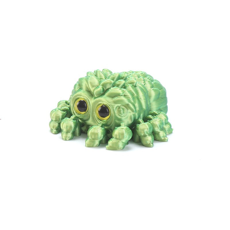 3D printed toy cute baby spider with big eyes, cute decorative item, realistic animal model