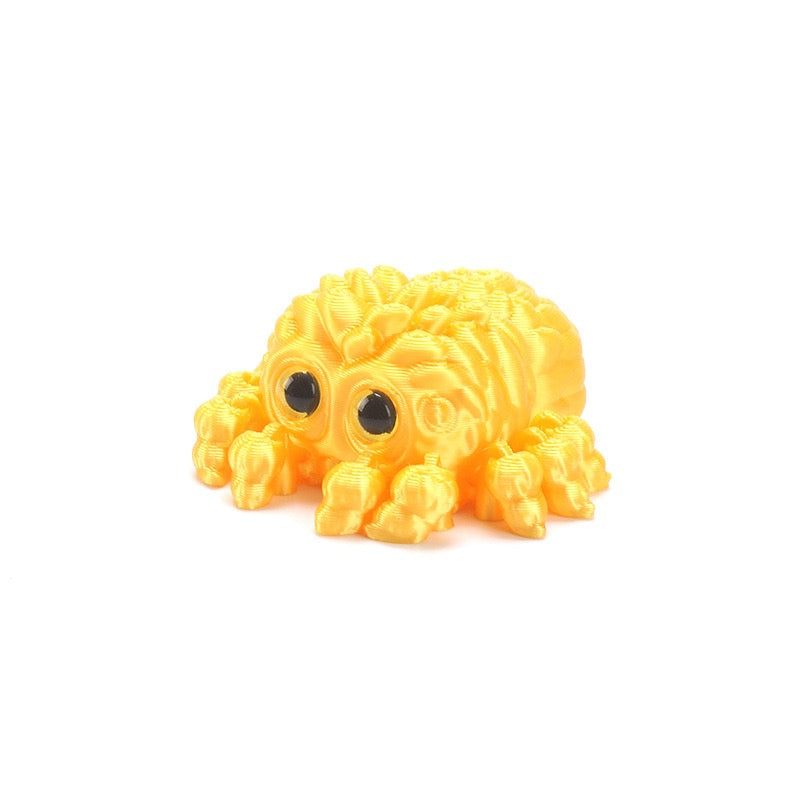 3D printed toy cute baby spider with big eyes, cute decorative item, realistic animal model