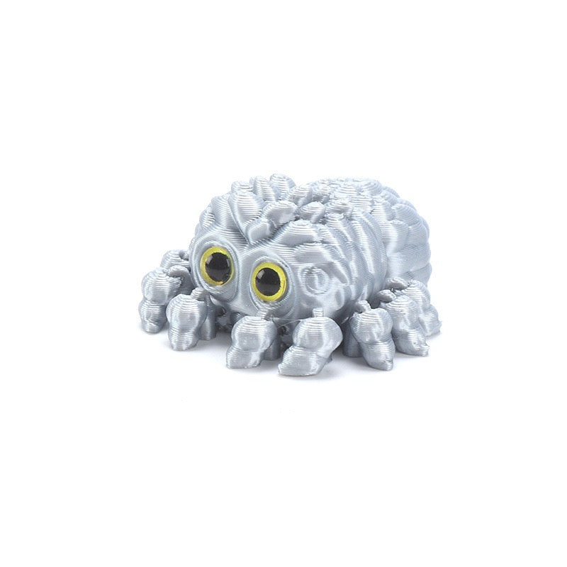 3D printed toy cute baby spider with big eyes, cute decorative item, realistic animal model
