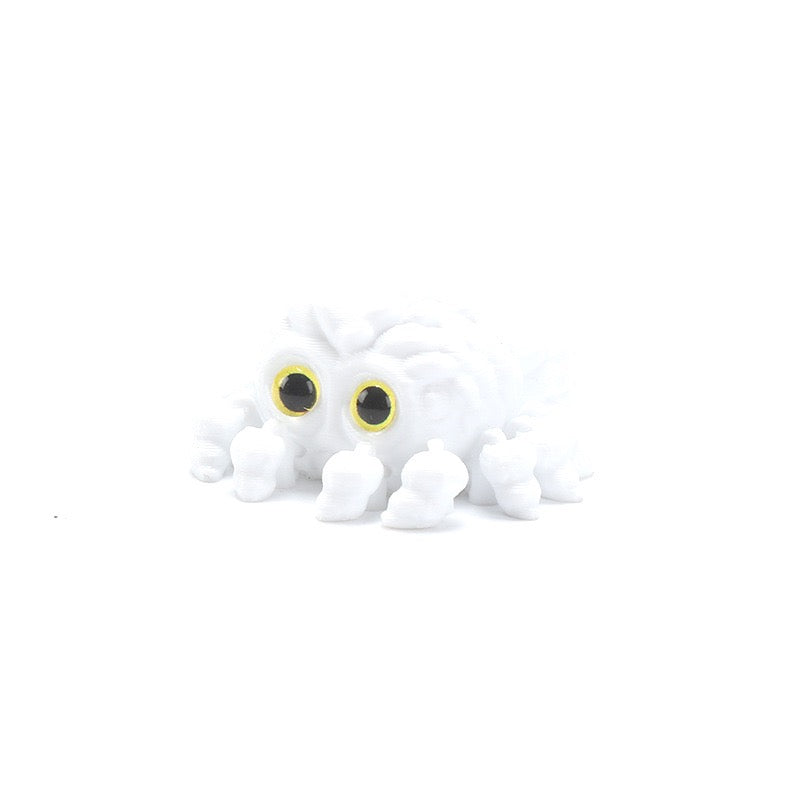 3D printed toy cute baby spider with big eyes, cute decorative item, realistic animal model