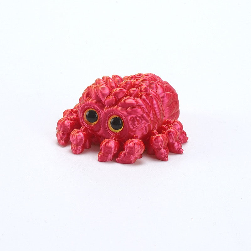 3D printed toy cute baby spider with big eyes, cute decorative item, realistic animal model