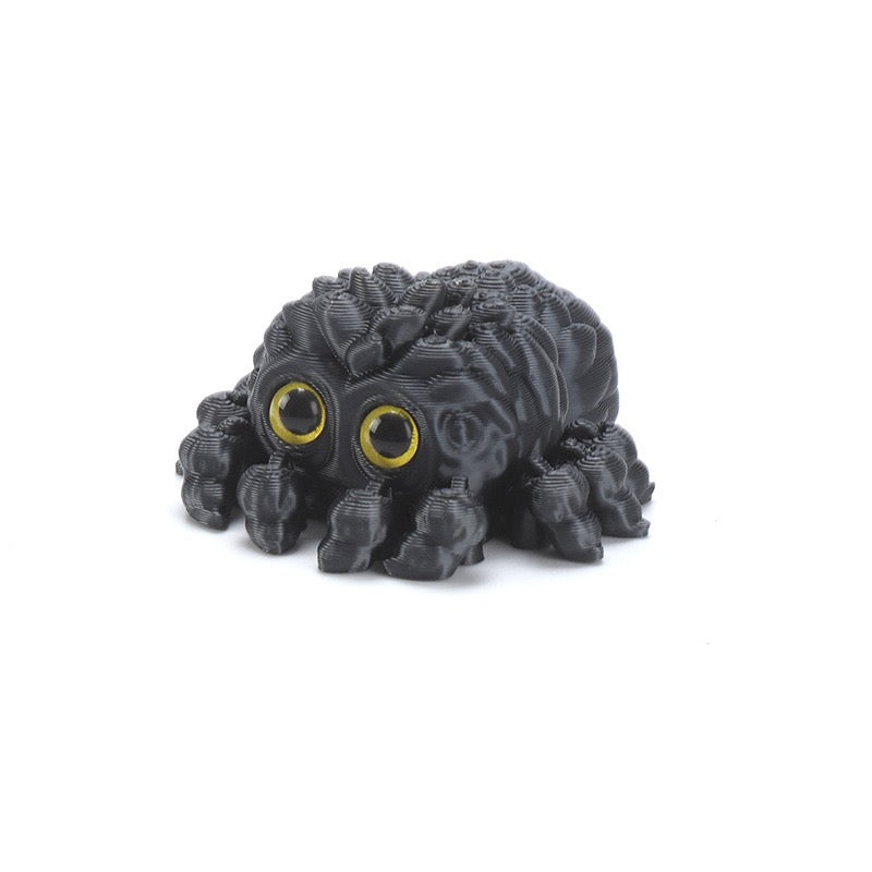 3D printed toy cute baby spider with big eyes, cute decorative item, realistic animal model