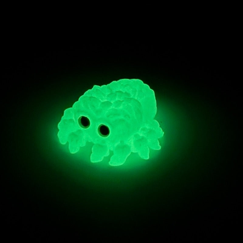 3D printed toy cute baby spider with big eyes, cute decorative item, realistic animal model